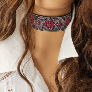 Free People Jewelry Ethnic Necklace Pink Agate Hamsa Bohemian Choker